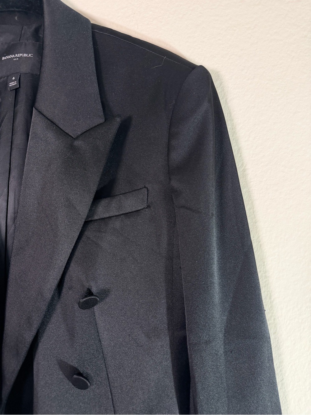 Banana Republic Satin Double Breasted Blazer Black Size 6 Style 564970 - Picture 12 of 12